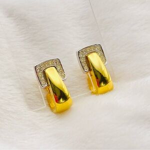 Authentic Givenchy Rhinestone gold and silver tone clip earring